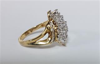 10k Yellow Gold Round Diamond Cluster Ring With Appraisal Size 7.25